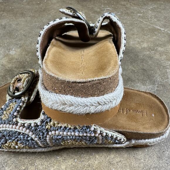 House of Harlow 1960 Women’s 7.5 Beaded Slide Buckle‎ Sandals Rope Espadrille - Picture 9 of 13